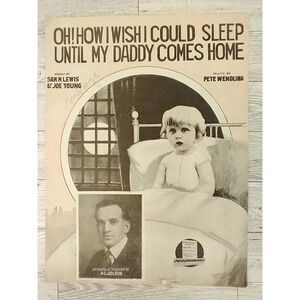1918 Oh How I Wish I Could Sleep Sheet Music WWI Al Jolson Antique Decor